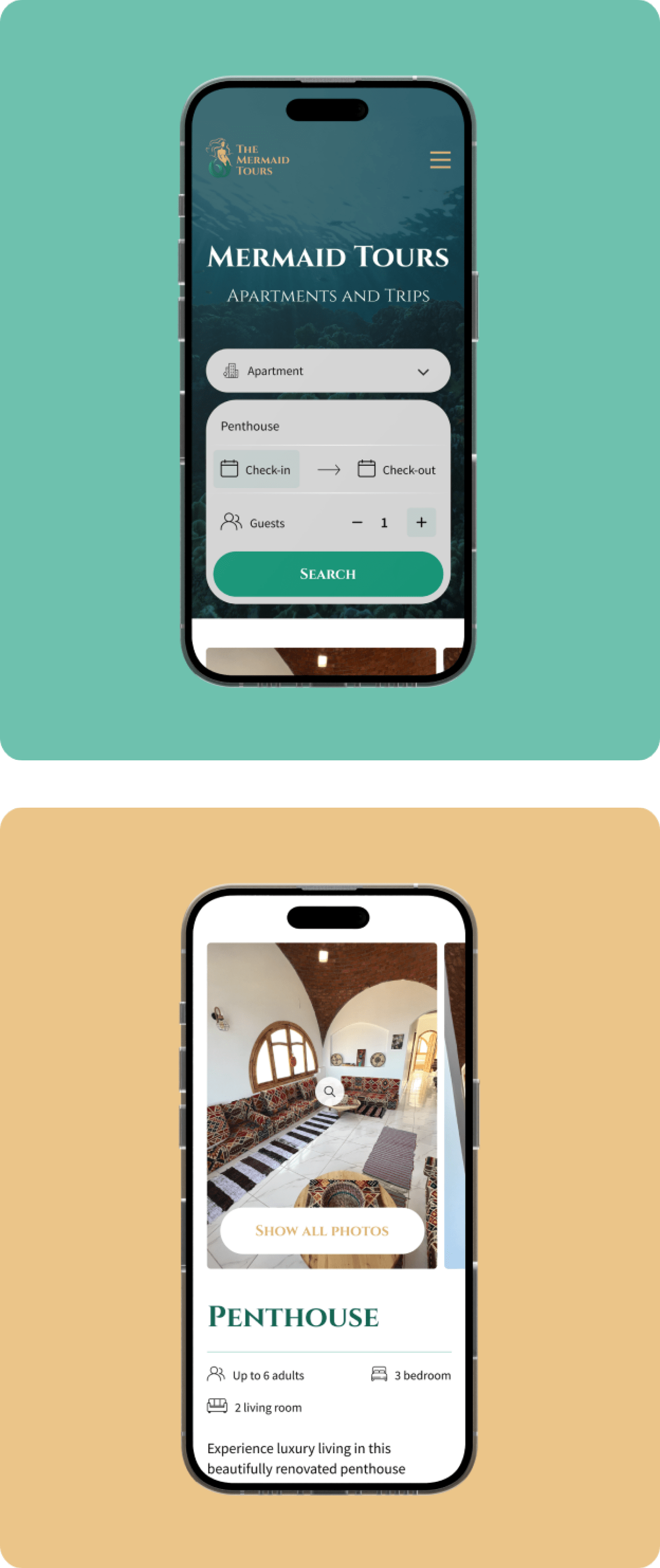 Altum Software - The Mermaid Tours Mobile Home screen on mobile